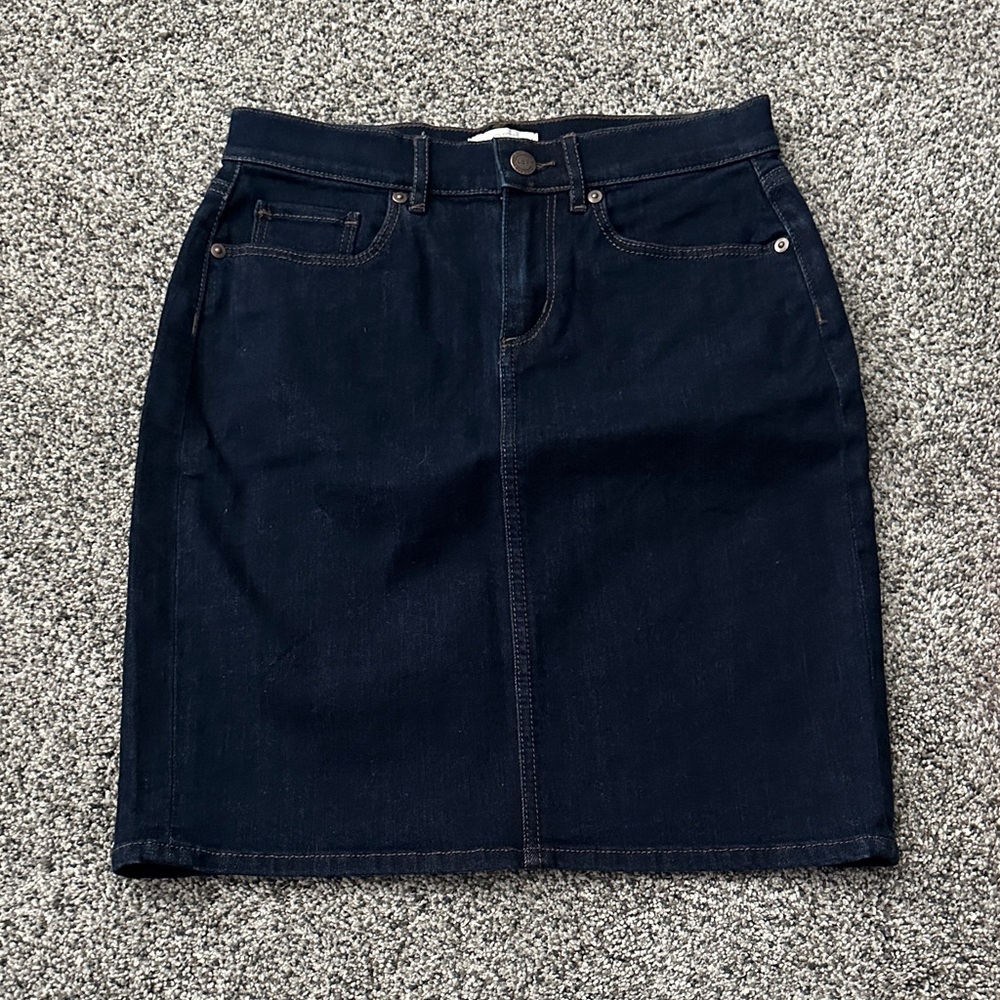 LOFT Dark Navy Denim Pencil Skirt
